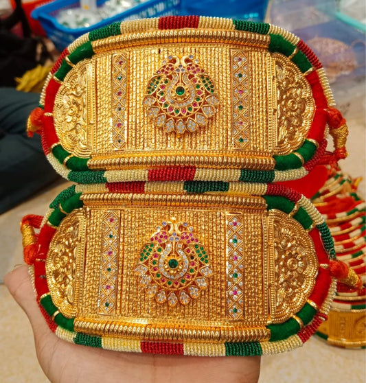 High Gold Plated Traditional Bajuband/Rajputi Baju/Rajwadi Baju Without Loom-81330