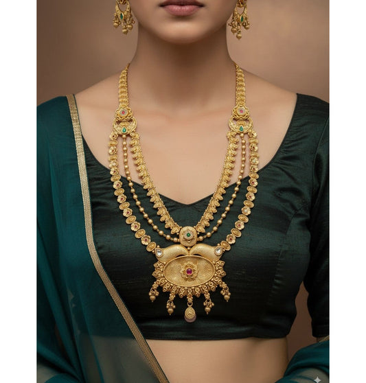 Rani Haar Brass High Gold Antique Jewellery Set-20162