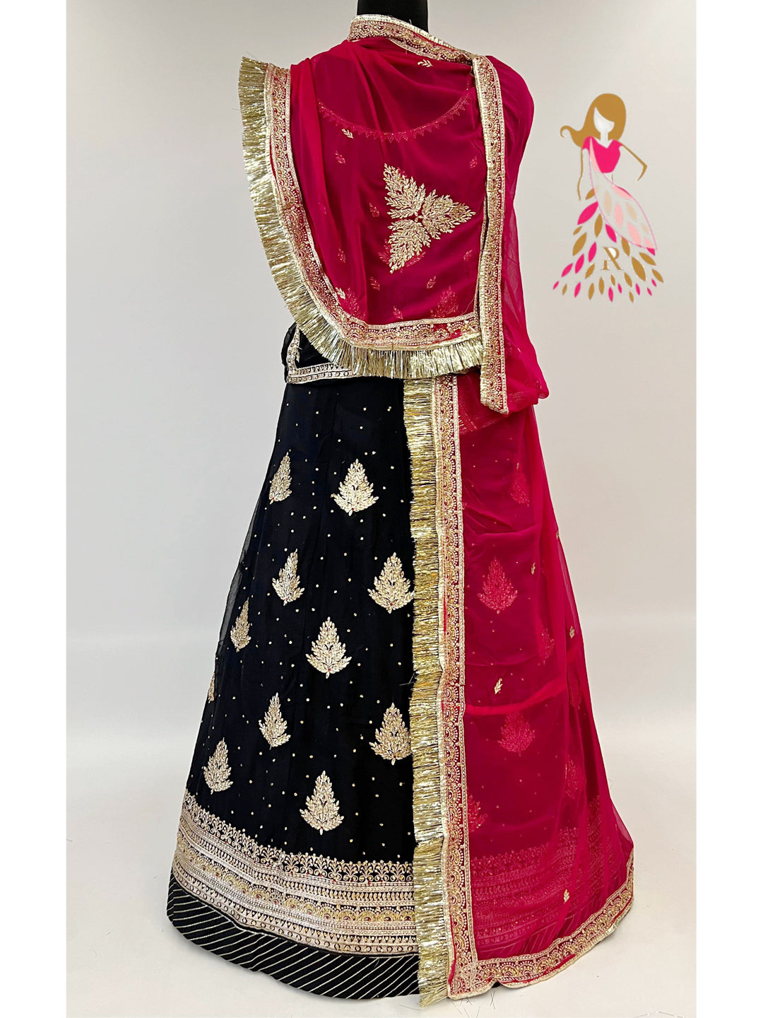 Hamrahi Pure Wedding Zari Diamond Work Bridal Rajputi Poshak In Red and Black Colour-82144