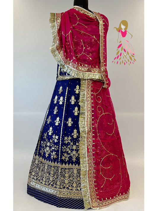 Humarai Pure wedding Sangeet Zari work Rajputi Poshak In Blue Color-82037