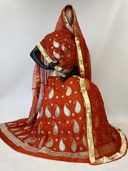 10 Kali Thakurji Pure Mehendi Sangeet Rajputi Poshak In Orange color-91355