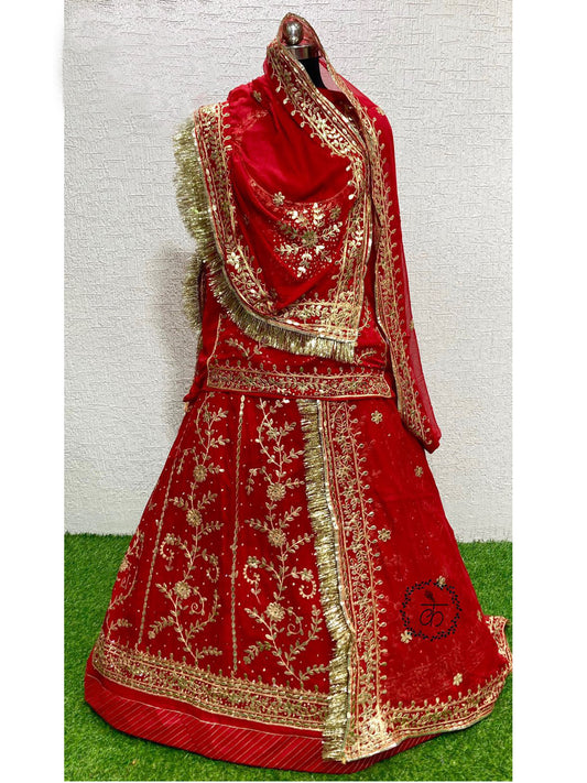 Humarai Pure Bridal wedding Gotta Patti work Rajputi Poshak In Red Color-81998