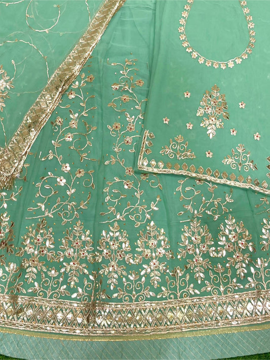 Gota Patti Half Pure Traditional Wedding Rajputi Poshak In Light Green Color-81947