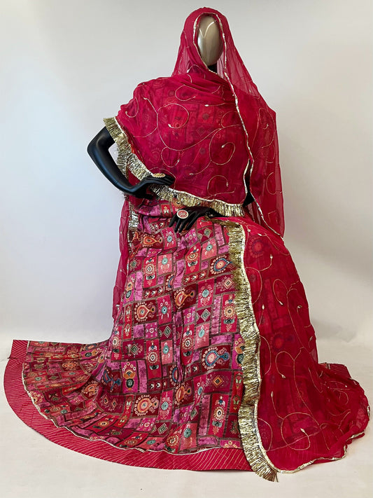 10 Kali Printed Viscose Festive Beautiful rajputi poshak in Red color-91406