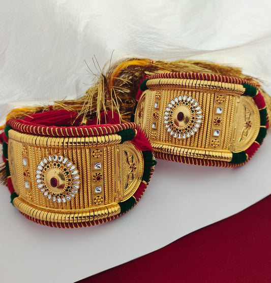 Traditional High Quality Rajputi Kundan Bajuband Set With Loom-301125
