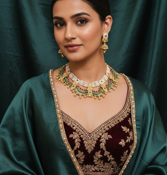 Necklace Brass High Gold Antique Combo Jewellery Set-20119