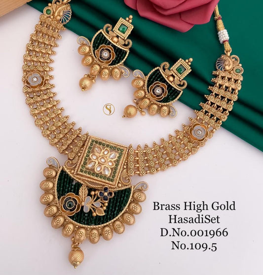 Antique Brass High Gold Combo Jewellery Set-81204