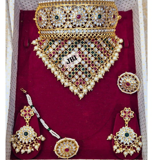 Rajputi Kundan Aad Mini combo Jewellery Set-301185