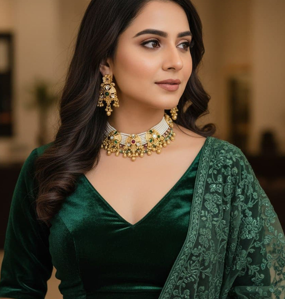 Necklace Brass High Gold Antique Combo Jewellery Set-20120