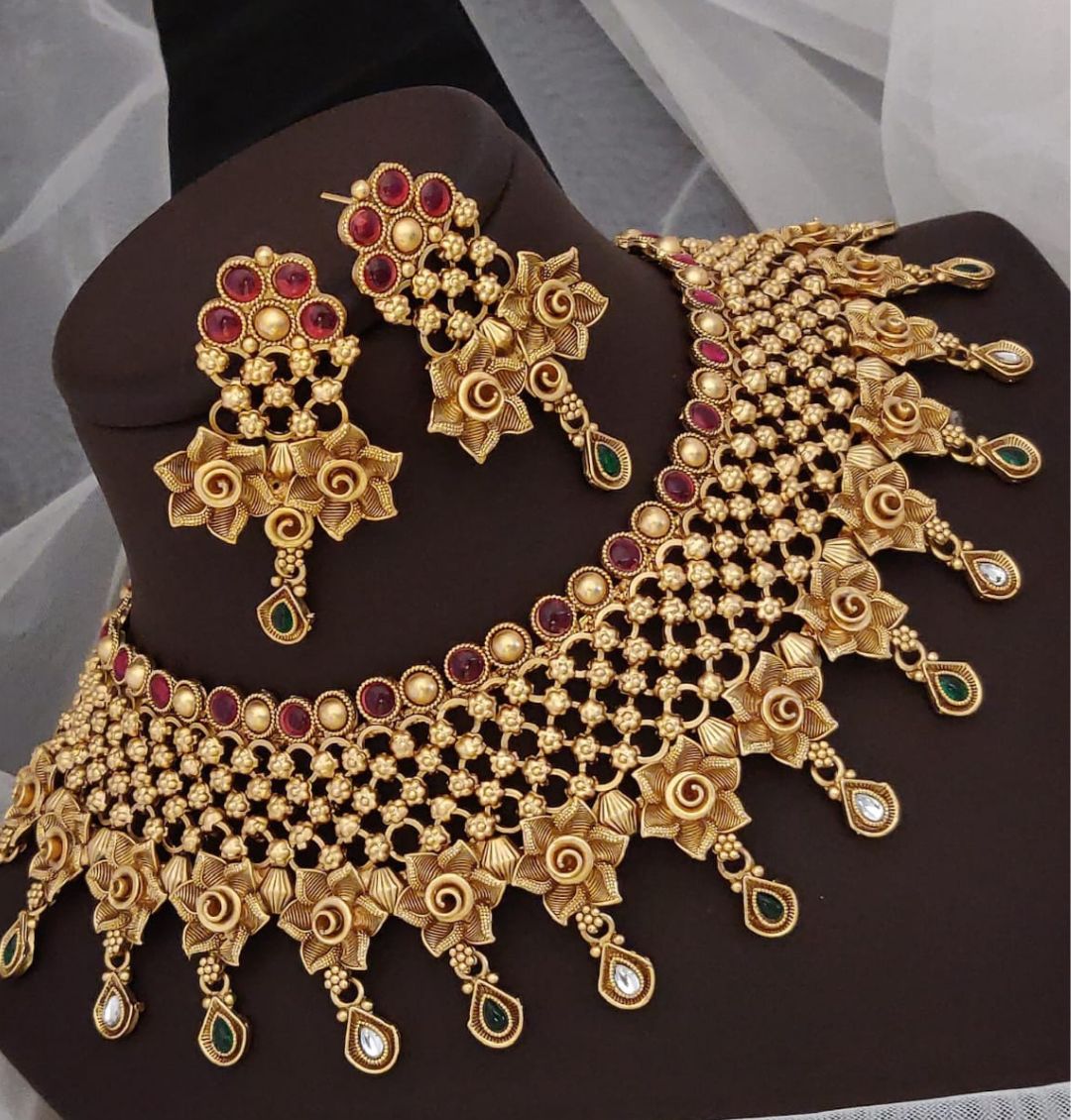 Antique Brass High Gold Combo Jewellery Set-81490