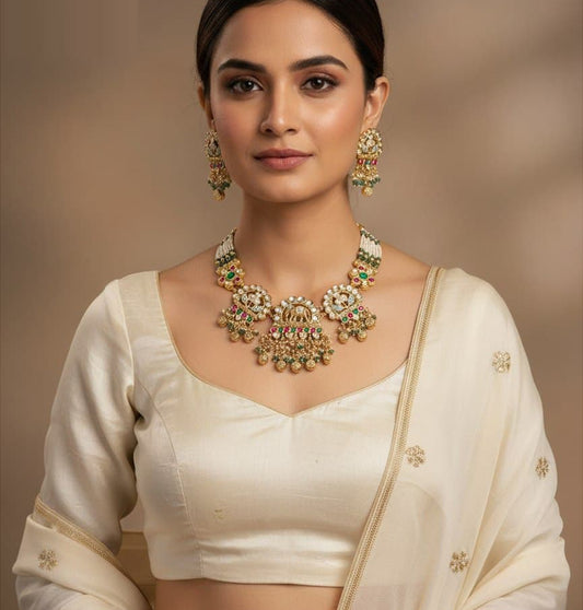 Necklace Brass High Gold Antique Combo Jewellery Set-20122