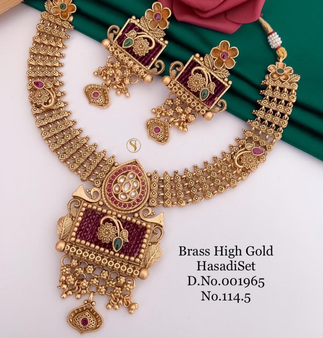 Antique Brass High Gold Combo Jewellery Set-81207