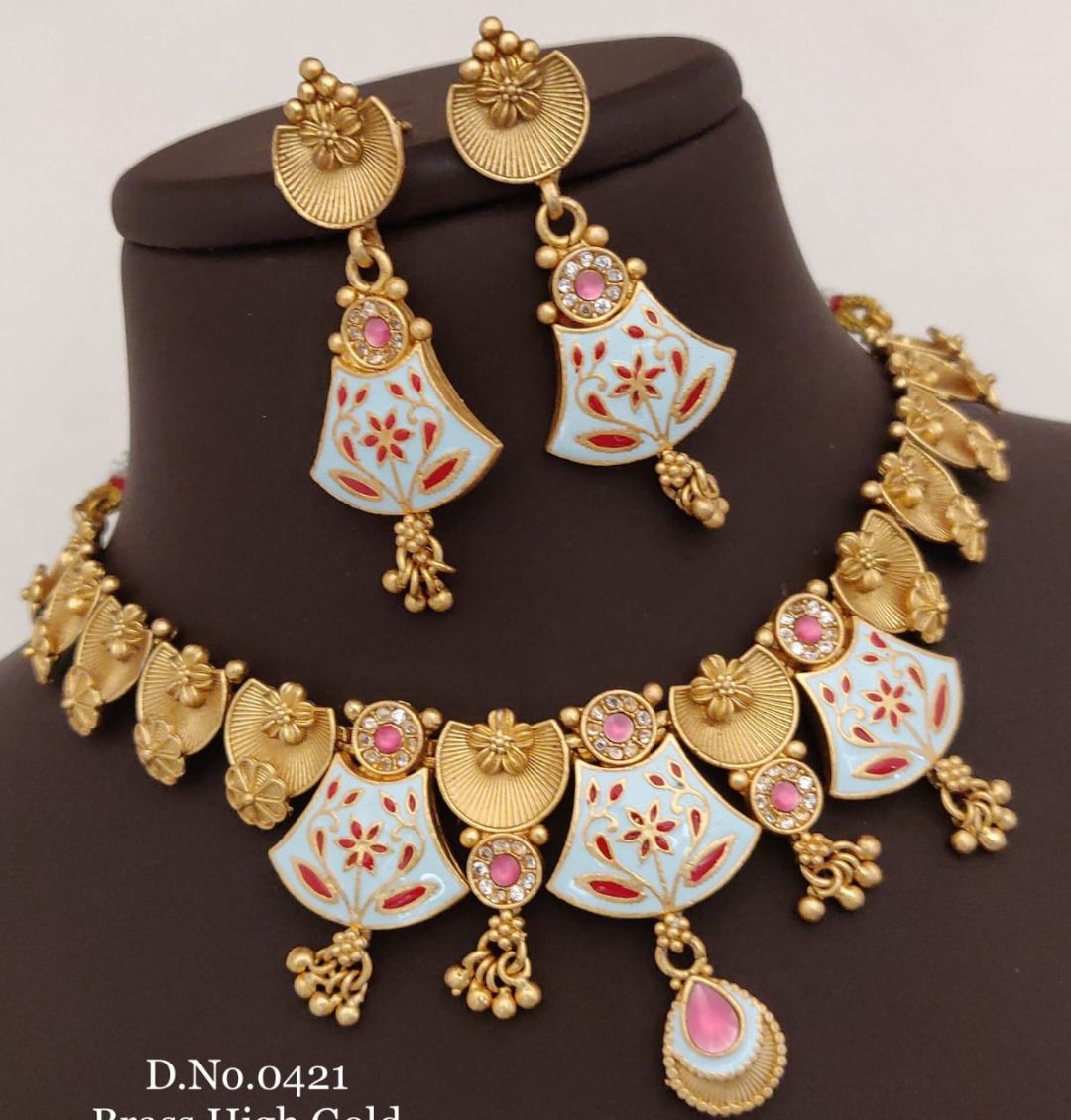 Antique Brass High Gold Combo Jewellery Set-81493