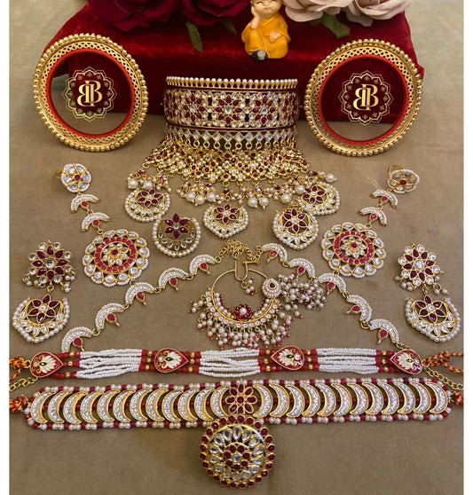 Rajwadi Premium quality Kundan Bridal Jewellery Set-61087