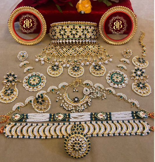 Rajwadi Premium quality Kundan Bridal Jewellery Set-61088