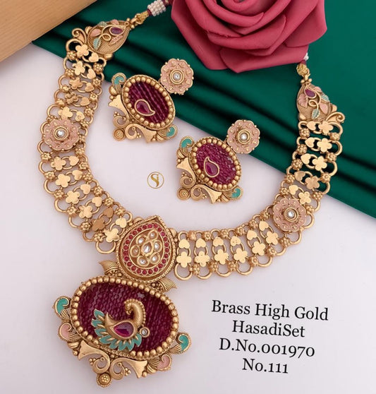 Antique Brass High Gold Combo Jewellery Set-81210