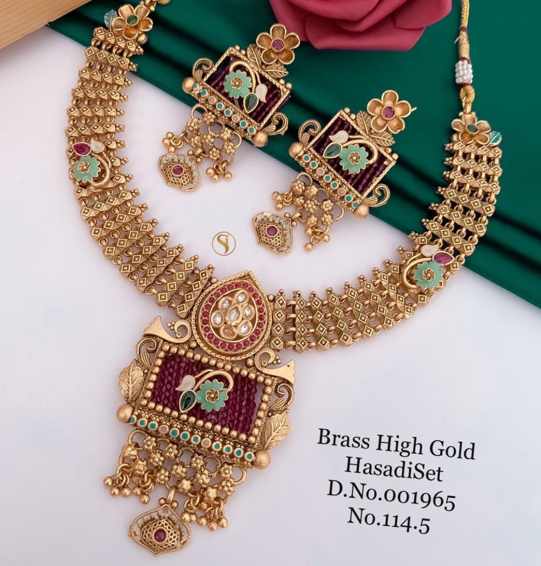 Antique Brass High Gold Combo Jewellery Set-81211