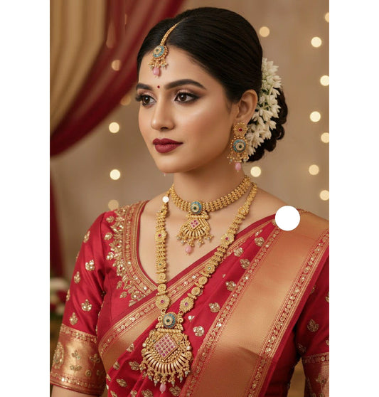 Necklace Brass High Gold Antique Combo Jewellery Set-20128