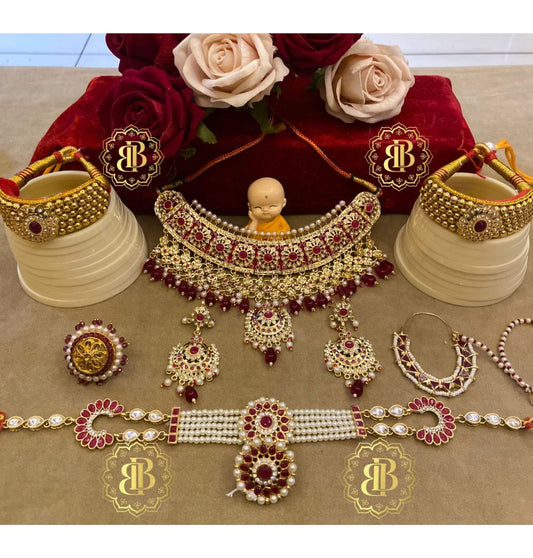 Rajwadi Kundan Pearl Bridal Rajputi Jewellery Set-60966