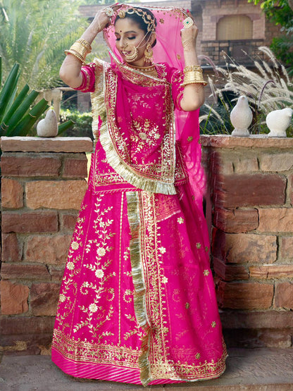 Premium Pink Gota Patti Humrahi Pure Rajputi Poshak for Weddings-91876