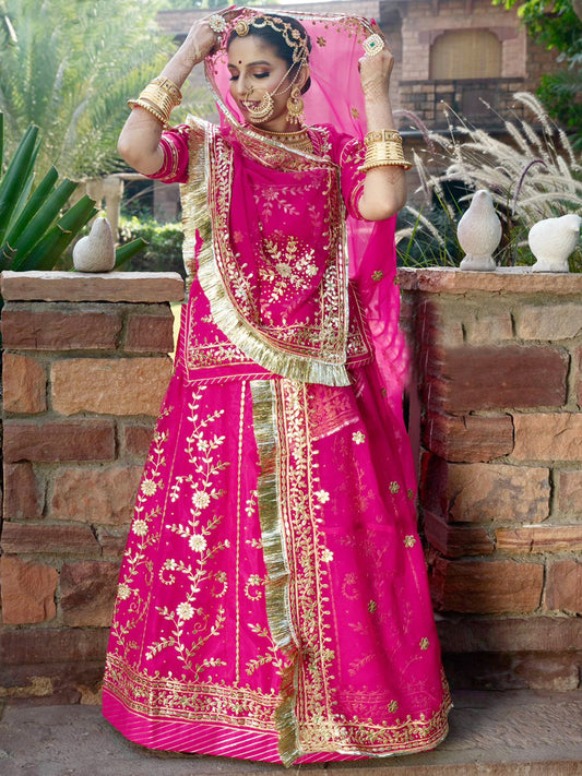 Premium Pink Gota Patti Humrahi Pure Rajputi Poshak for Weddings-91876