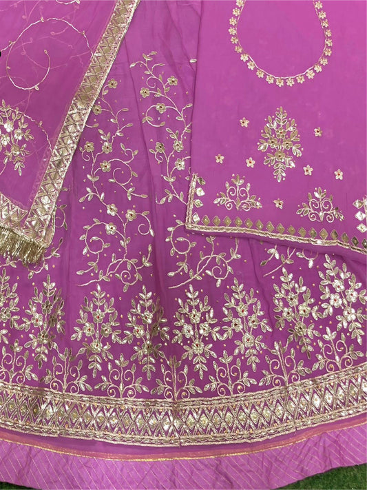 Gota Patti Half Pure Traditional Wedding Rajputi Poshak In Light Purple Color-81949