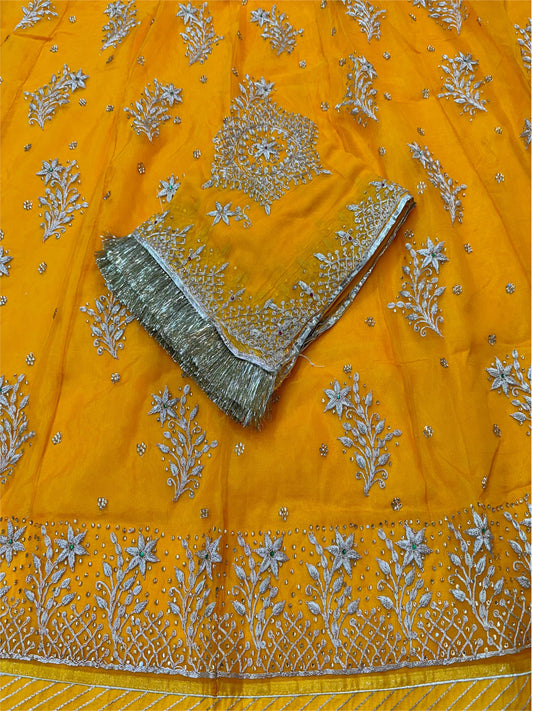 Organza Zardoi look coding work Rajputi Poshak In Yellow Colour-60900