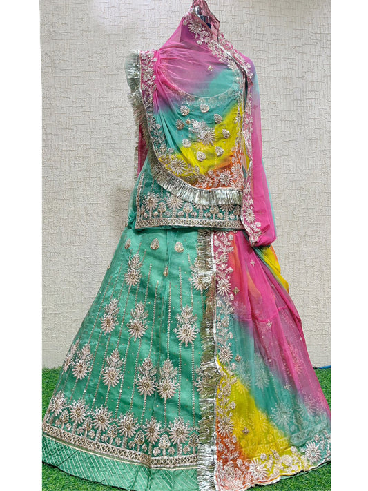 Humrahi Pure Festive Zari Kundan Work Rajputi Poshak In Multicolour Colour-61014