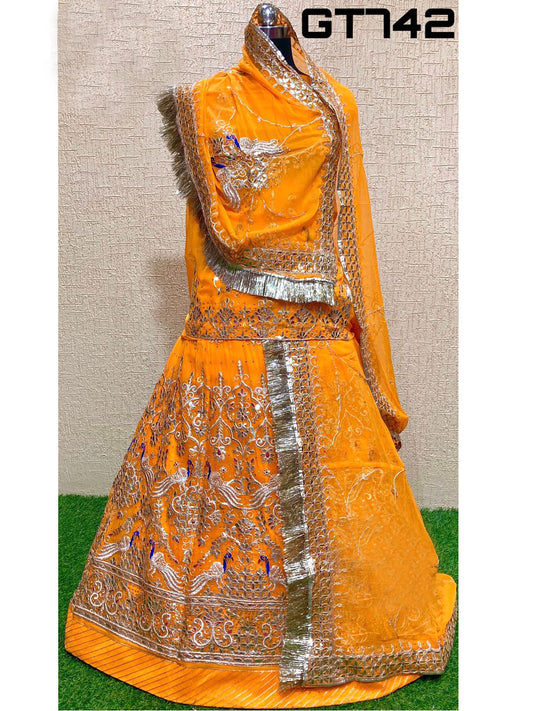 Humarai Pure wedding Sangeet Coding Zari work Rajputi Poshak In Yellow Color-82007