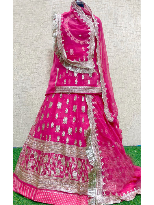 Half Pure Festive Zari Work Rajputi Poshak In Pink Colour-60969