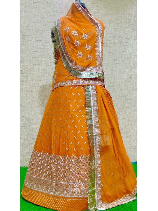 Humrahi Pure Wedding Sangeet Siroski Stone Work Rajputi Poshak In Yellow Colour-60962