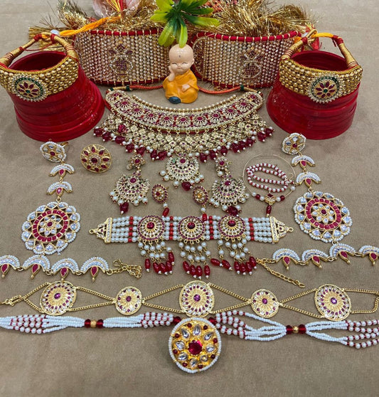 Rajwadi Kundan Bridal Rajputi Jewellery Combo Set-81617