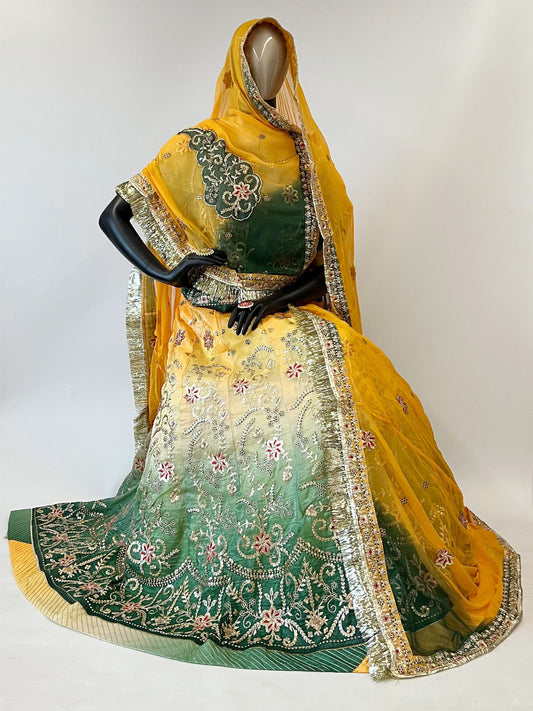 Double Shaded 10 Kali Gold Crash 3D Reception Rajputi Poshak-91336