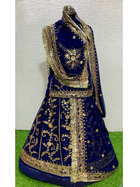 Humarai Pure Bridal wedding Gotta Patti work Rajputi Poshak In Blue Color-81999