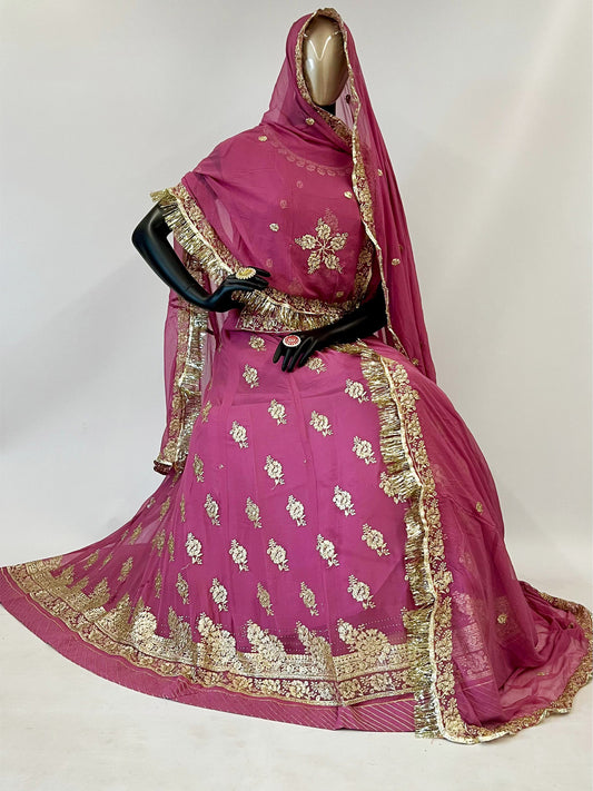 10 Kali Humrahi Pure Mehendi Sangeet Rajputi Poshak in Pink Color-91349