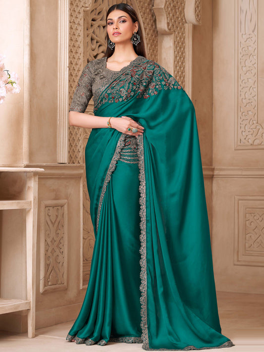 Fiona Sartin Silk with  Embroidery Saree-32002