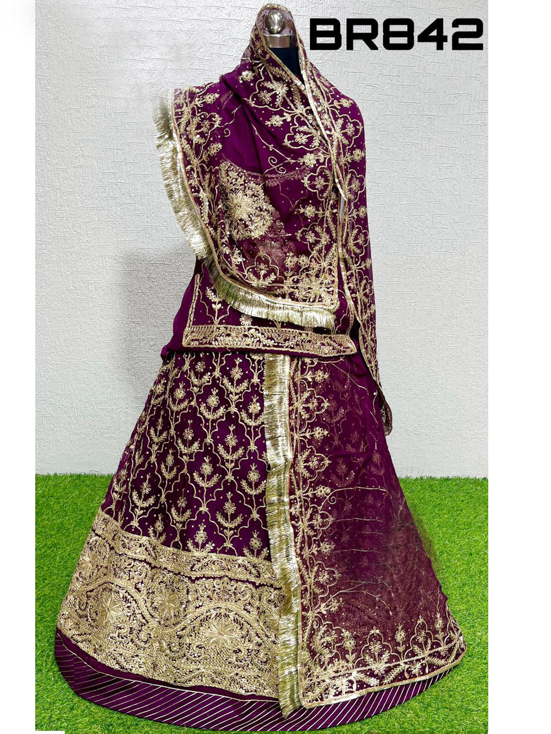 Zari Work Humrahi Pure Rajputi Poshak In Purple Color-60944