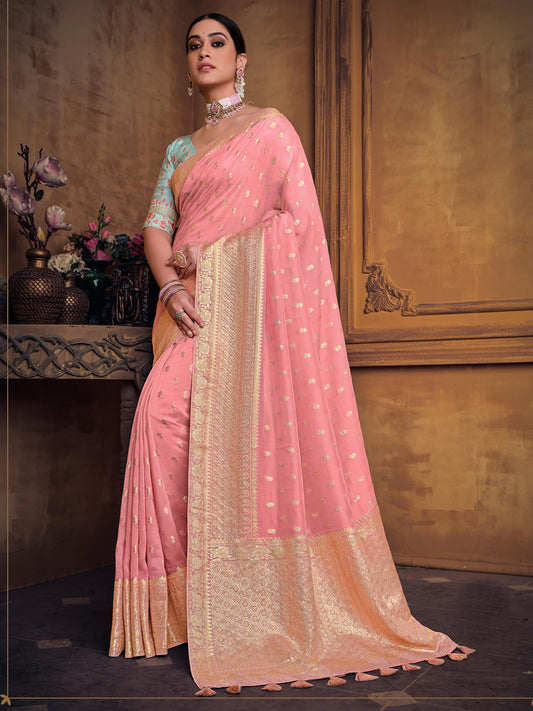 Zari Fancy Partywear South Indian wedding Saree In Beige Color-81608