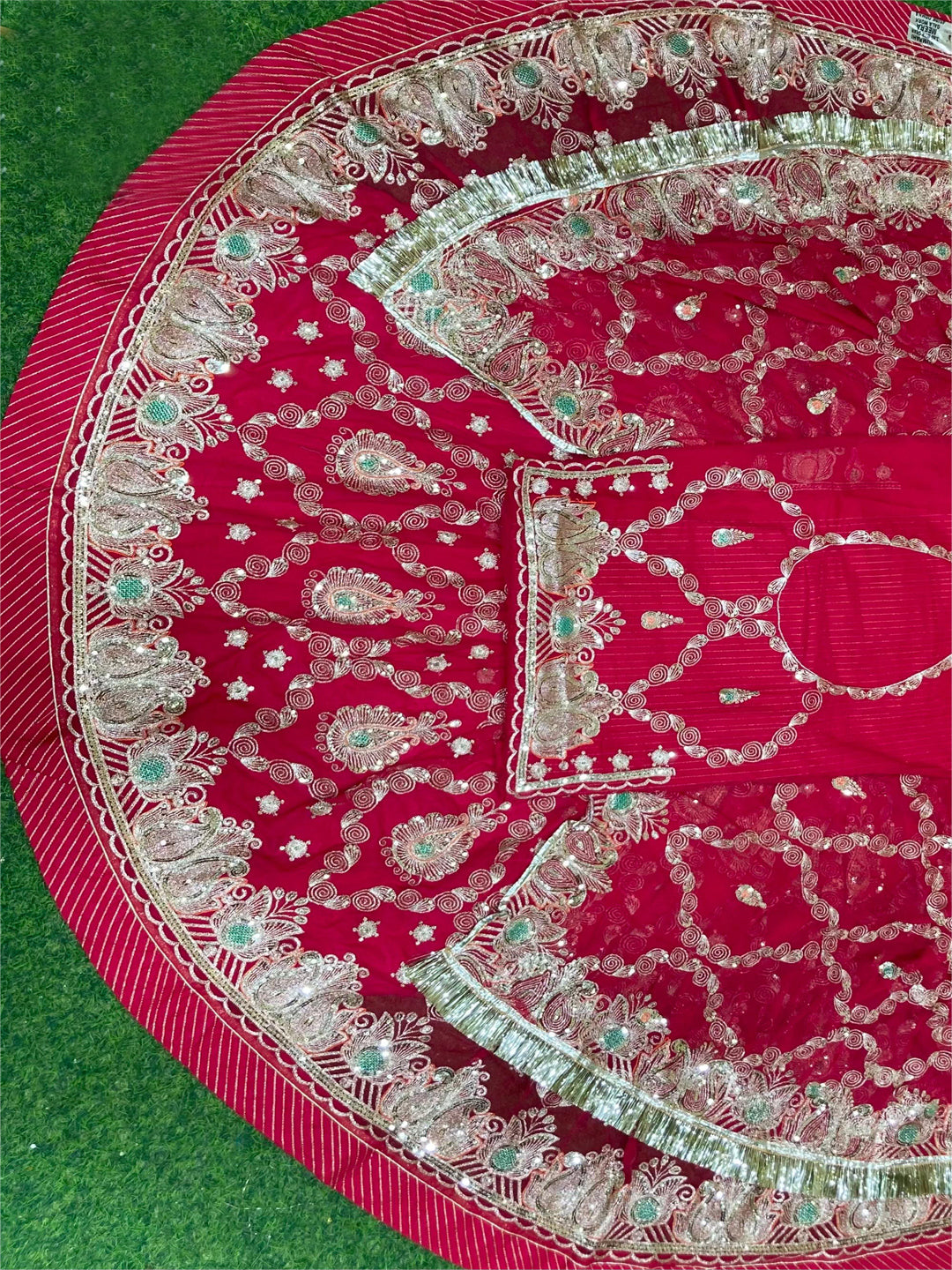 4 Meter Full Gher Humrahi Pure Wedding Party Wear Traditional Rajputi Poshak with Pittan work In Pink color-82125