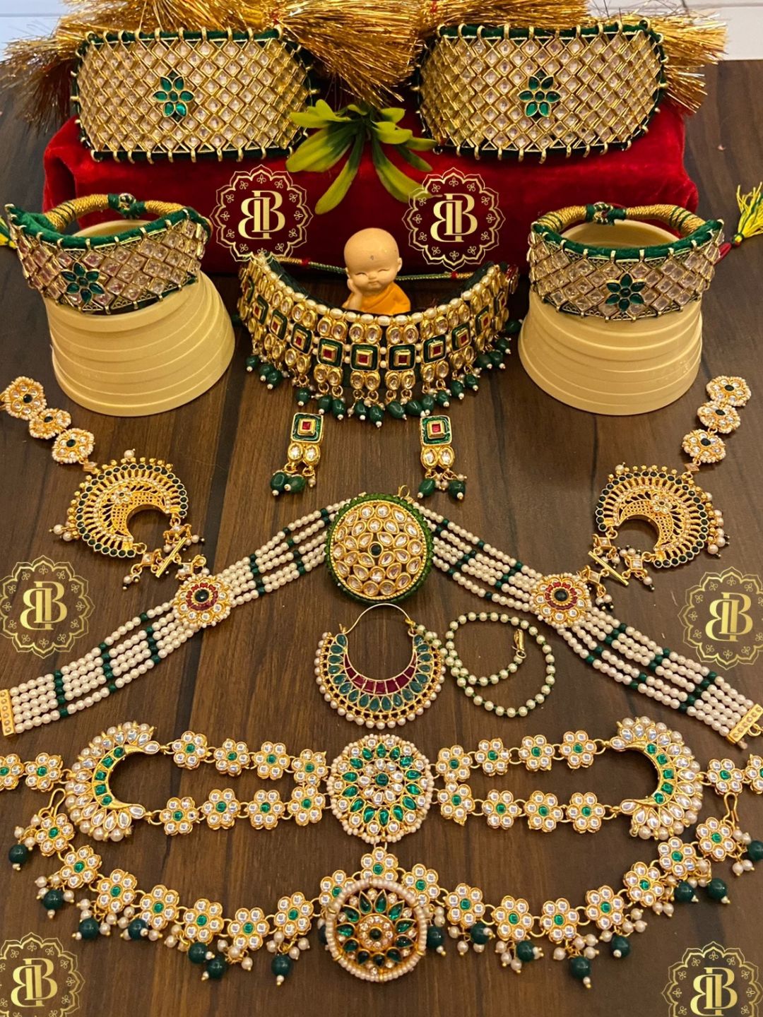 Rajwadi Kundan Gold Jewellery Rajputi Combo Set-30956