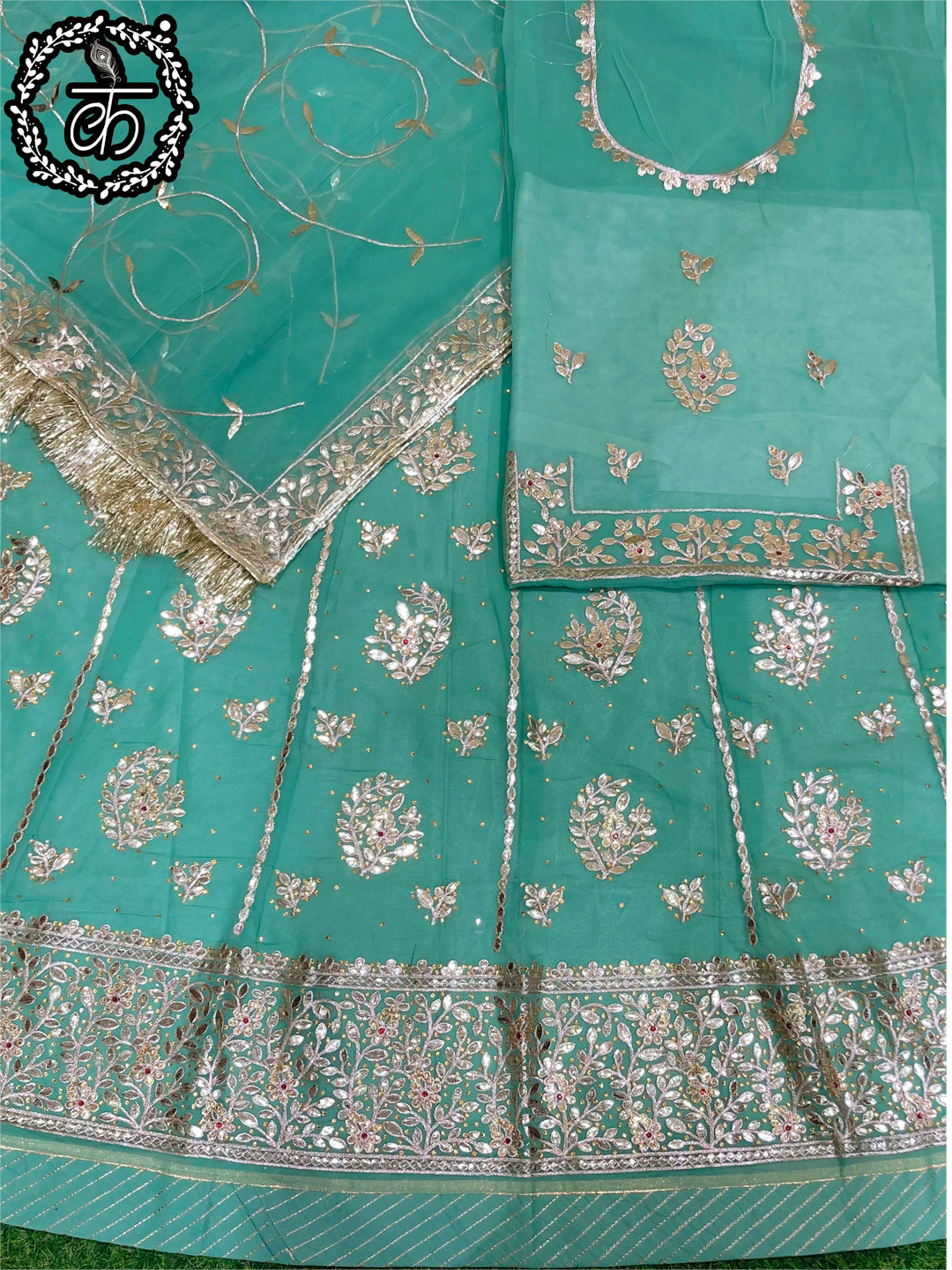 Half Pure Wedding Sangeet Fancy Gotta patti Rajputi Poshak In Blue Colour-81160