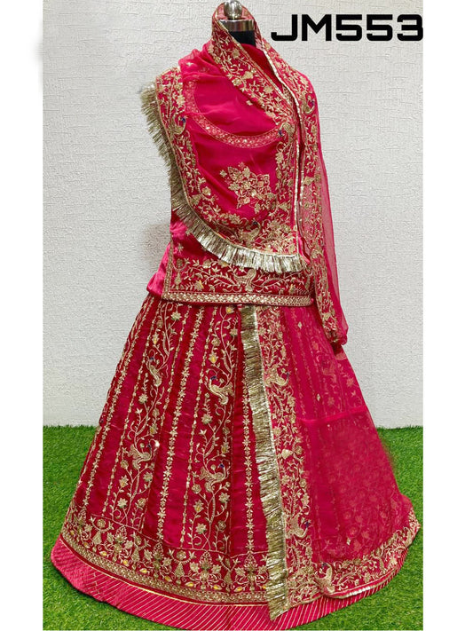 Blooming Jimichu wedding Sangeet Sequence work Rajputi Poshak In Pink Color-82004