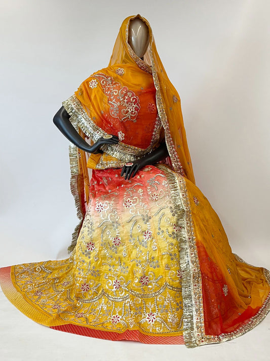 Double Shaded 10 Kali Gold Crash 3D Reception Rajputi Poshak-91337
