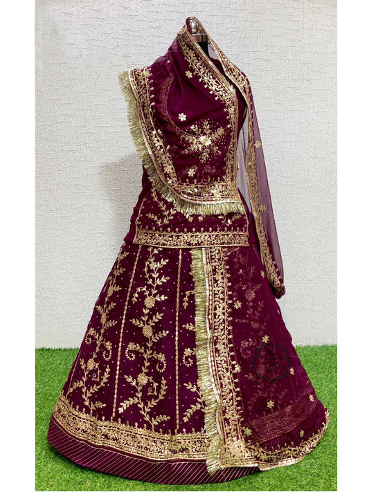 Humarai Pure Bridal wedding Gotta Patti work Rajputi Poshak In Purple Color-81997