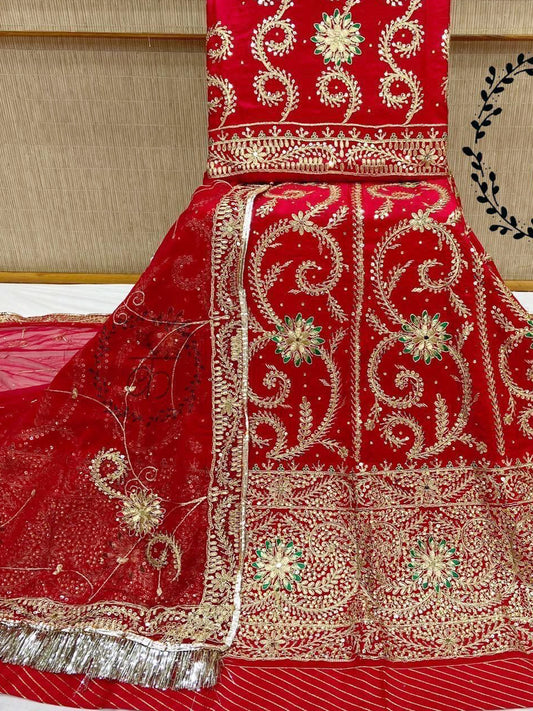 Codding Work Upada Silk Rajputi Poshak In Red Color-81899