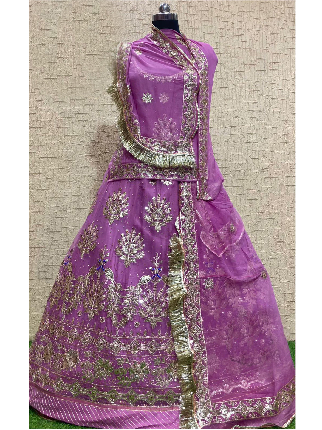 Humrahi Pure Wedding Traditional Rajputi Poshak with Barik Gotta Patti Work In Pink color-82030