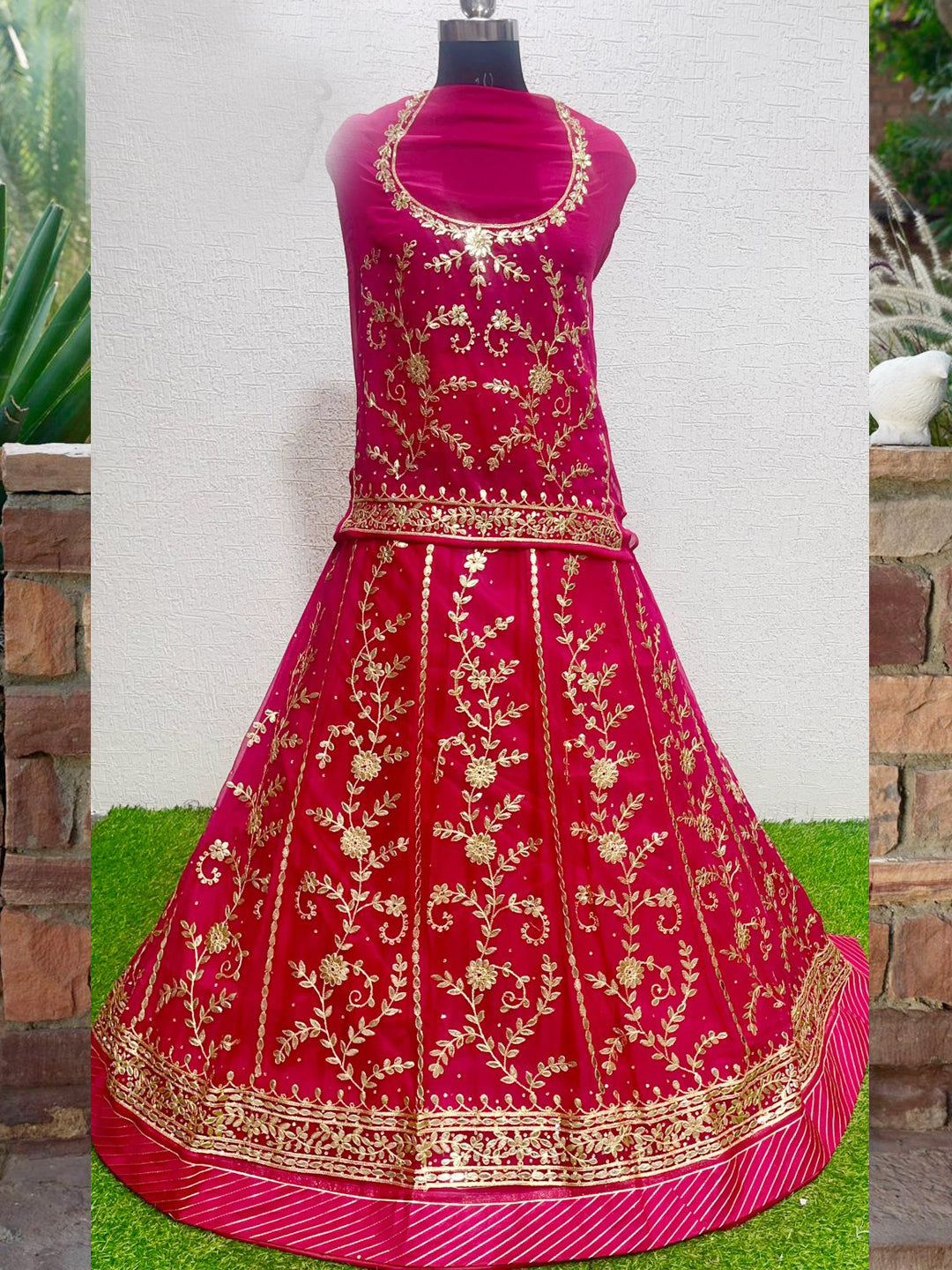 Premium Pink Gota Patti Humrahi Pure Rajputi Poshak for Weddings-91876