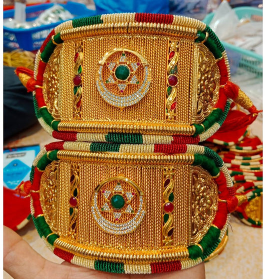 High Gold Plated Traditional Bajuband/Rajputi Baju/Rajwadi Baju Without Loom-81332