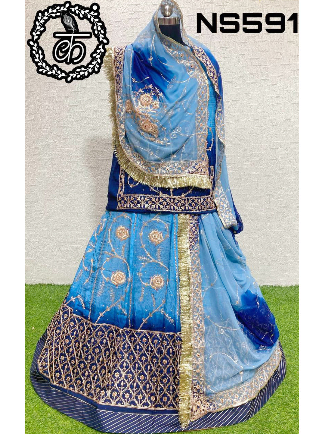 Zari Upada Silk with Humrahi Pure Rajputi Poshak In Blue Color-81848