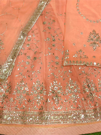 Gota Patti Half Pure Traditional Wedding Rajputi Poshak In Light Orange Color-81950